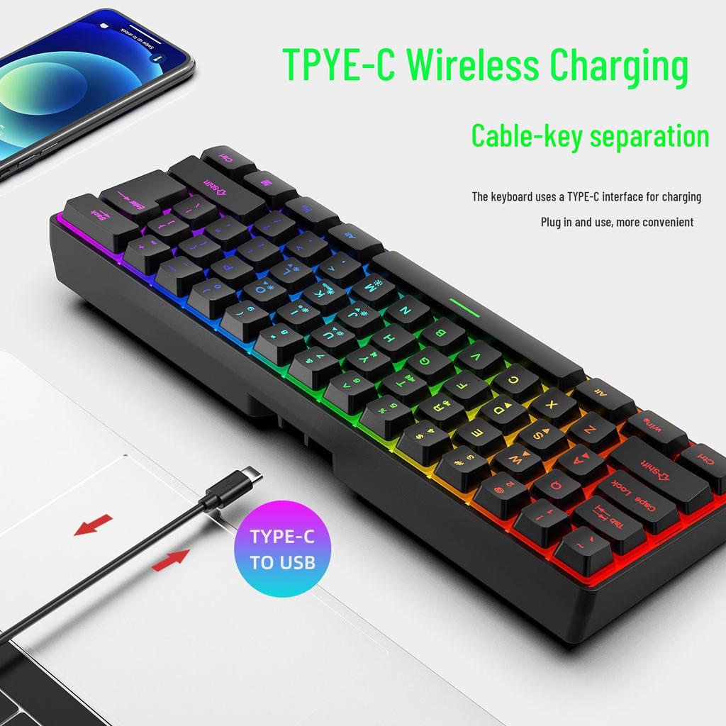 K401 Wireless RGB Mechanical-Feel 61-Key Rechargeable Gaming & Office Keyboard.