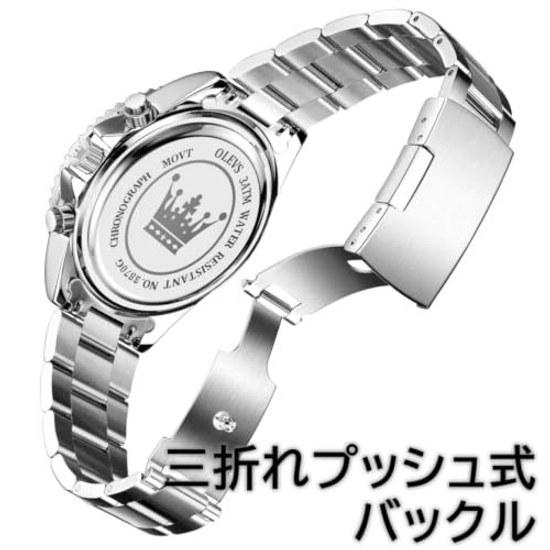 OLEVS Watch Men Popular Wristwatch Quartz Fashion Business Chronograph Stainless Steel Waterproof Date Male Gift Blue