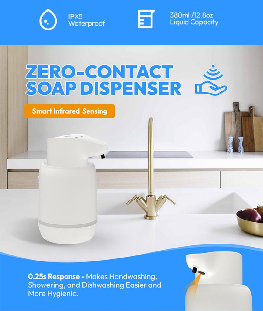 Automatic Foam Soap Dispenser Touchless Foaming Soap Dispenser USB Rechargeable Electric 4 Level Adjustable Liquid Dispenser