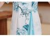 2025 Retro Chinese National Style Ao Dai Print Cheongsam Dress: Short Sleeve, Long Design for Women