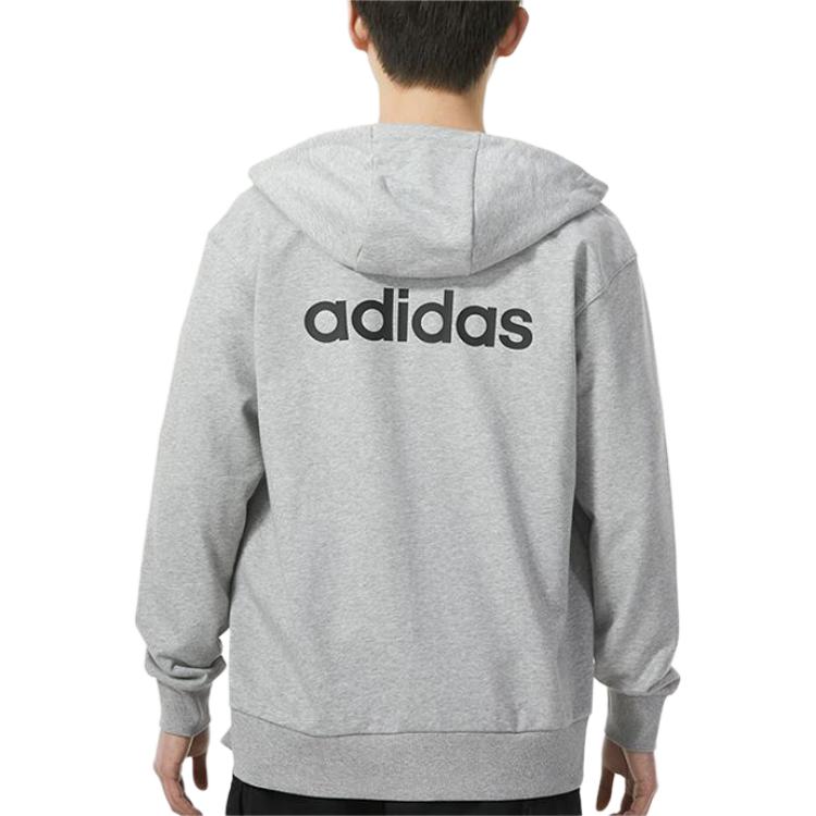 Adidas Solid Color Hooded Zip-Up Casual Long Sleeve Sweatshirt Men Sweatshirt Gray JF3323