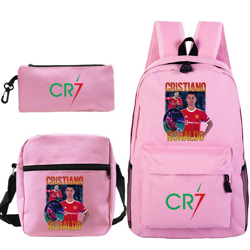 C Ronaldo student bag + small shoulder bag + pencil case three-piece backpack