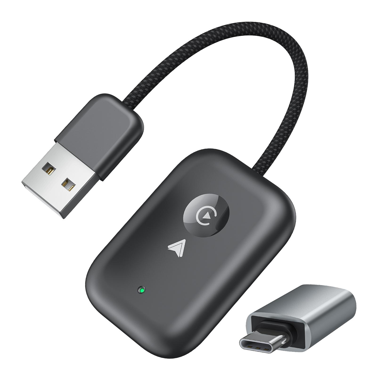 

643 Бездротовий адаптер 2 в 1 CarPlay/Android Auto Адаптер для оновлення дротового CarPlay в бездротовий Black