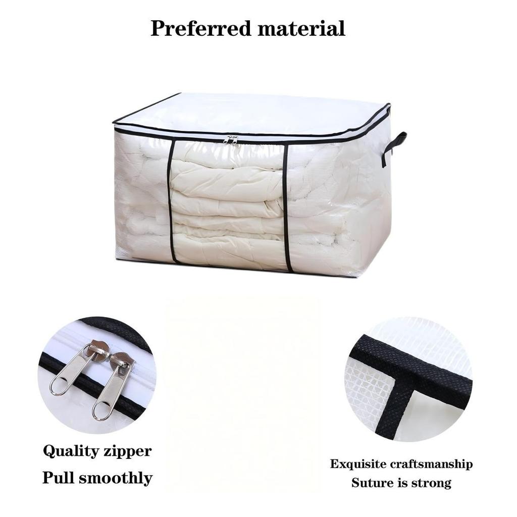 Large Capacity Quilt Clothes Moving Packing Bag Bedroom Closet Storage Bins with Clear Window Foldable Bedding Toys Organization