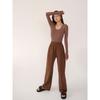 U-Collar Double-Layer High Elastic Threaded Long Sleeve Slim-Fit Jumpsuit