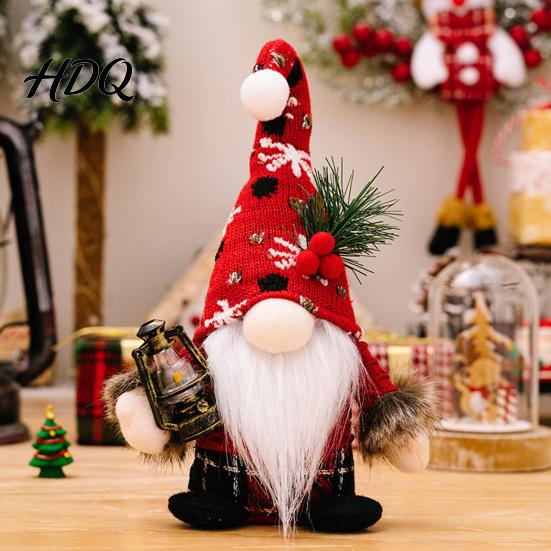 Handcrafted Holiday Table Accessory Christmas Plush Gnome Doll Knitted Hat Faceless Doll Ornament for Charming Corner Display Tabletop Decoration,