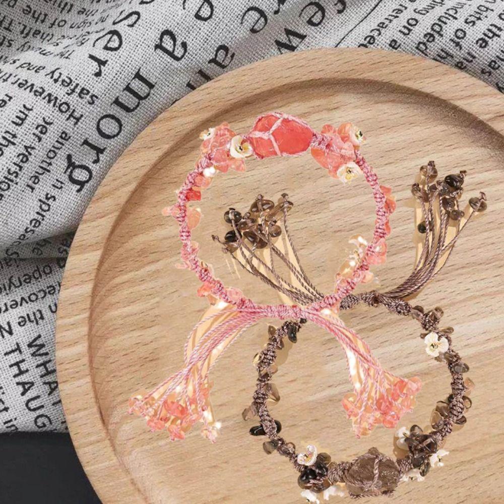 With Butterfly Pendant Crystal Flower Bracelet Lucky Weaving Crystal Bracelets  Girls Gifts