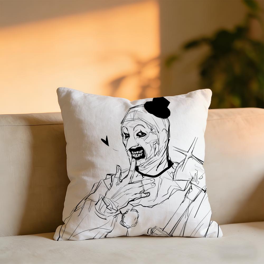 Terrifier Joker Cushion Cover Cozy Velvet Throw PillowSoft Warm Cushion For Sofa  Bed