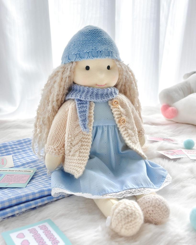 BlissfulPixie Waldorf Doll Handmade Doll Laura 30cm Soft Girl Cute Stuffed Animal Best Doll for Kids -