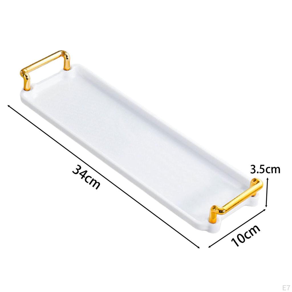 Serving Tray with Handle Bathroom Vanity Organizer Jewelry Storage for Table Centerpiece