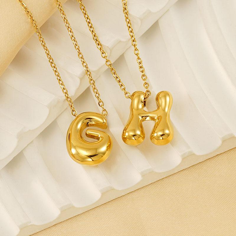 26 Initial Letter Stainless Steel Balloon Bubble Necklace for Women Personalized Jewelry Gift Wholesales