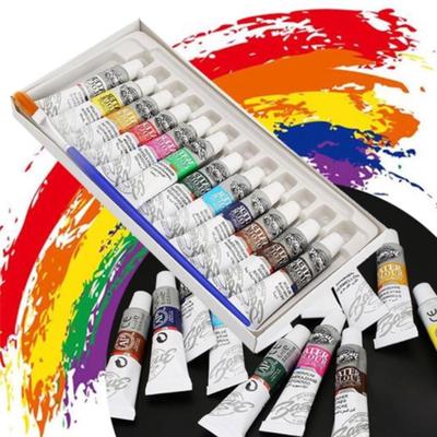 Pdtoweb New 12 Tubes 6ml Acrylic Art Paint Set Assorted Colors Artist Craft Canvas Brush