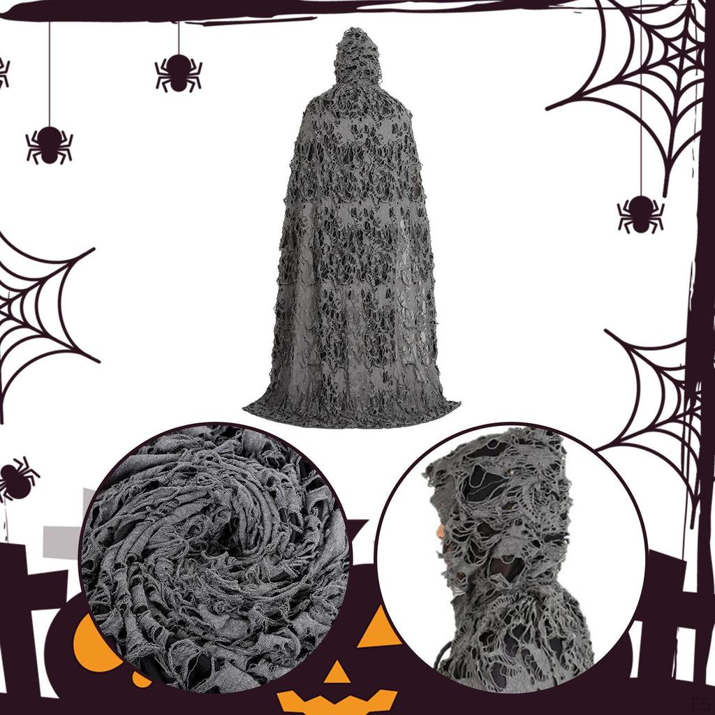 Halloween Cloak with Hood Carnival Costume Hooded Robe for Fancy Dress Role Play
