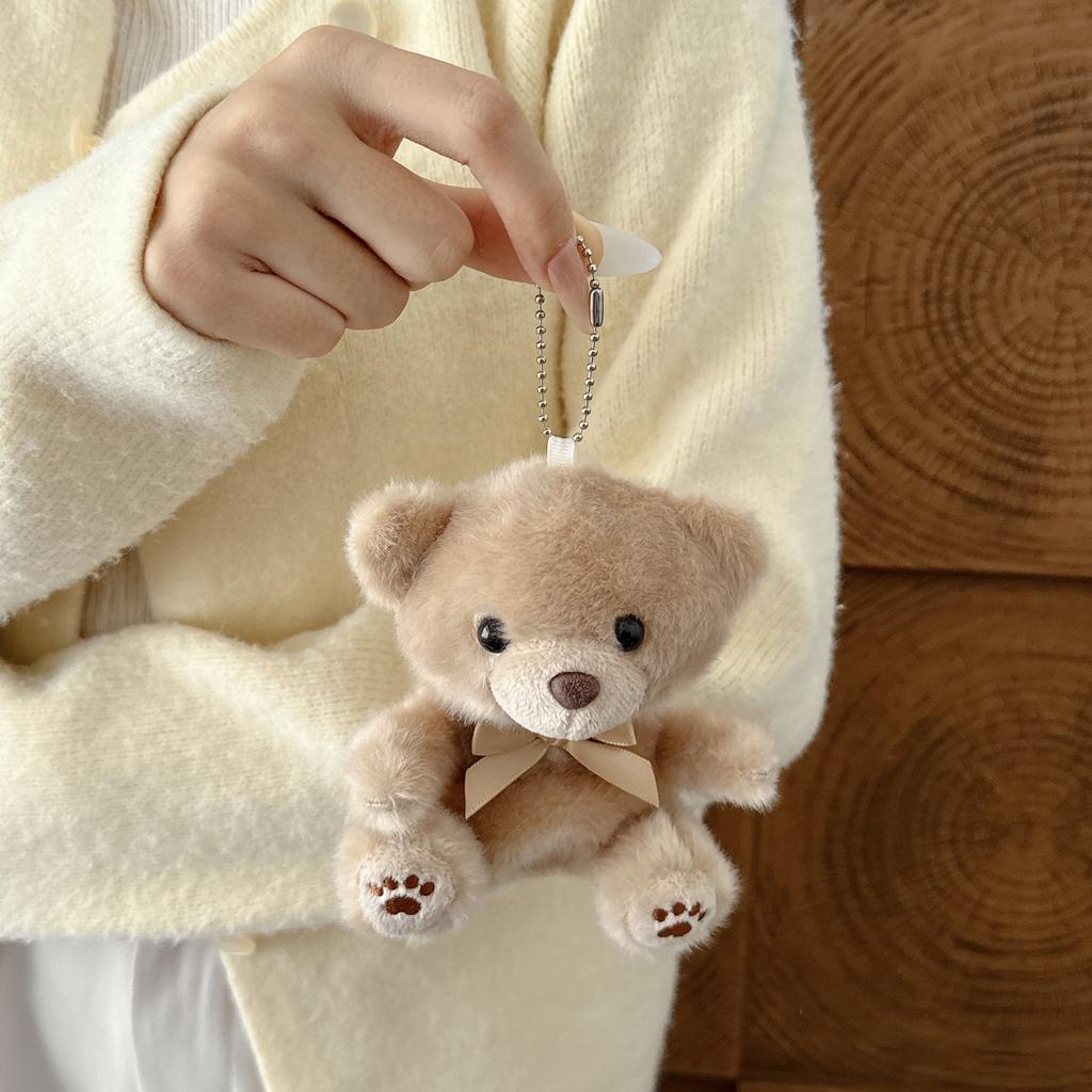 3D Fluffy Plush Bear For AirPods Case with Bow & Keychain Cute Shockproof Cover for AirPods 1 2 3 4 Pro Pro 2 Pro 3
