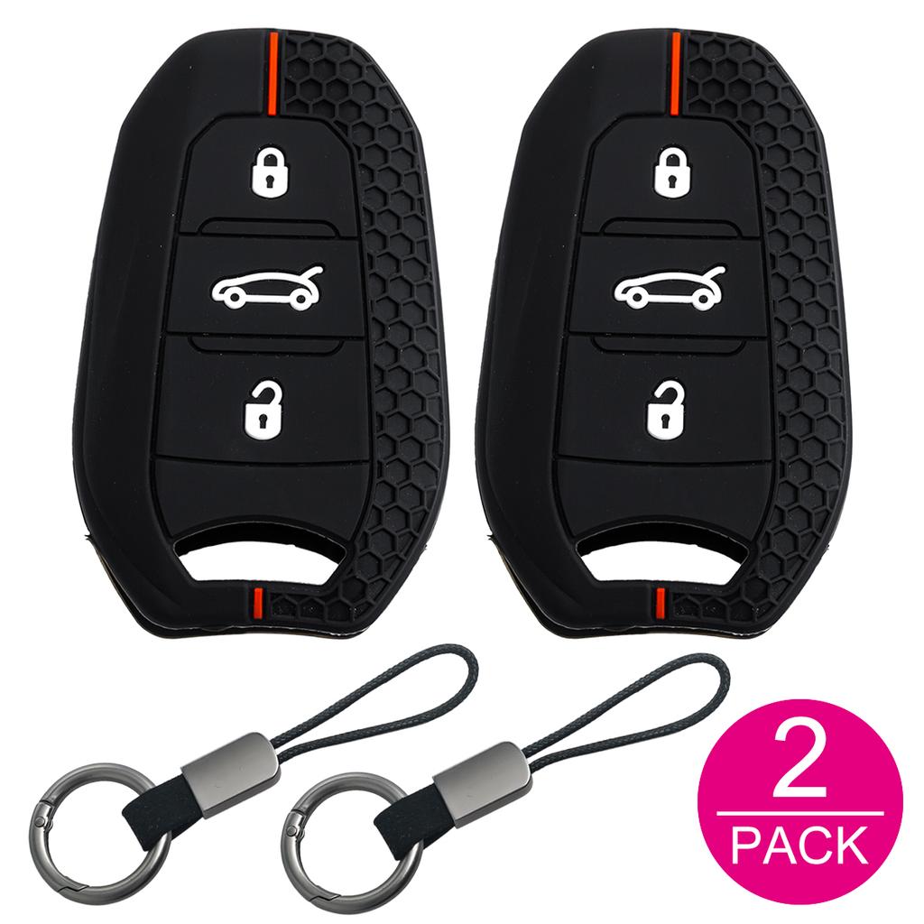2X Silicone Car Key Fob Cover Case Holder Keychain For Peugeot 208 308 508 2008 3008 5008 Citroen C3 C5 Aircross C4 Picasso Ds 3