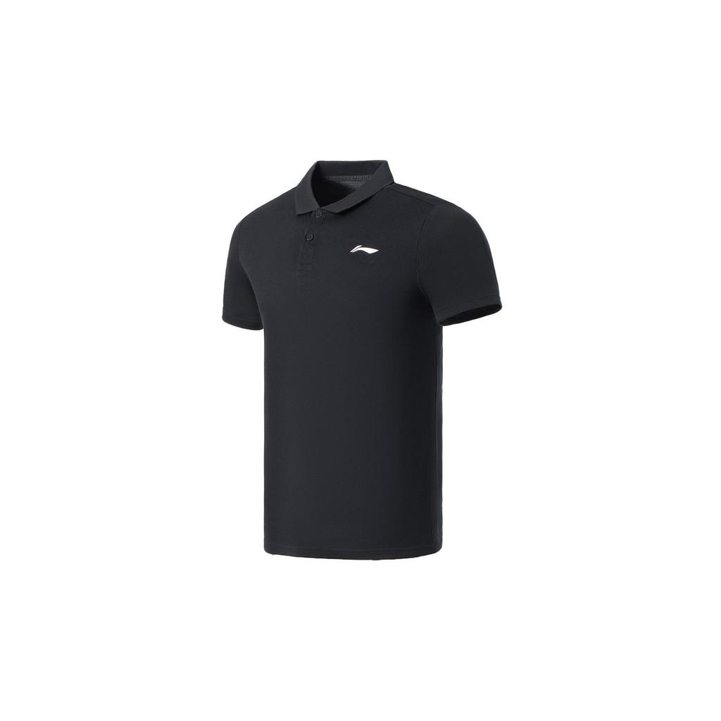 Li-Ning Fitness Series Sub Logo Print Button Pullover Polo Shirt Men Tops Black APLT125-1
