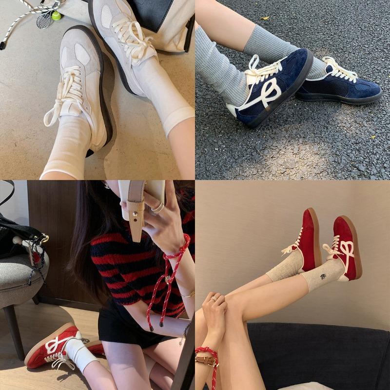 ~ Leather Retro Breathable Round Head Lace-up Thick Sole Heightening Lightweight Board Shoes Women