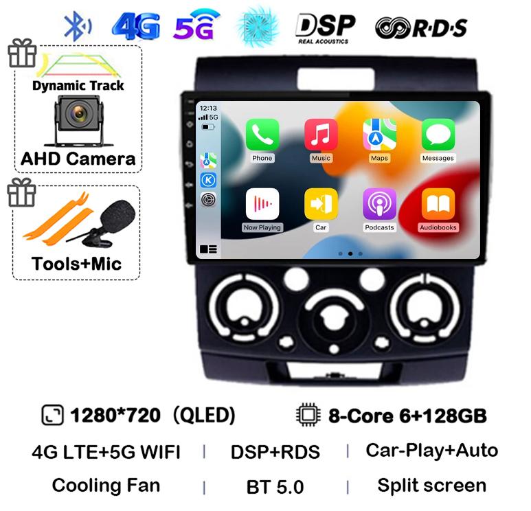 Android 14 Car Radio Stereo for Ford Everest Ranger Mazda BT50 BT-50 2006 2007 2008 2009 2010 2011 Multimedia Player Head Unit