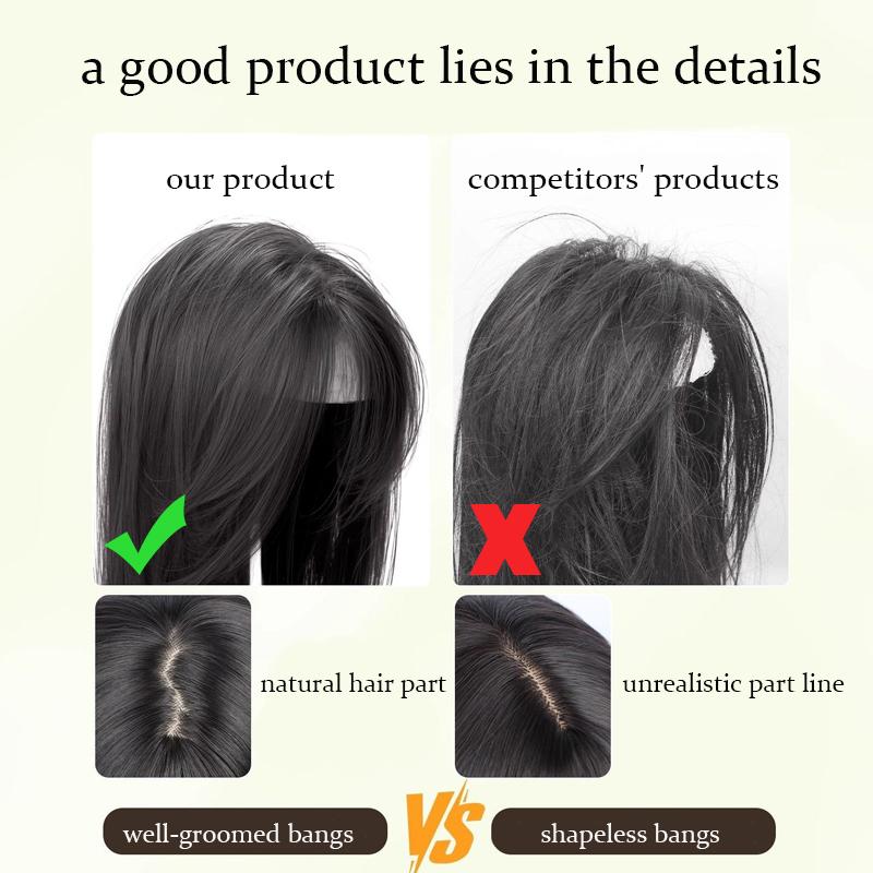 LUPU 24inch Wigs Hair Black Wig Synthehtic Black Long Straight Hair with Layers Natural Fake Women Hairpiece for Daily Use