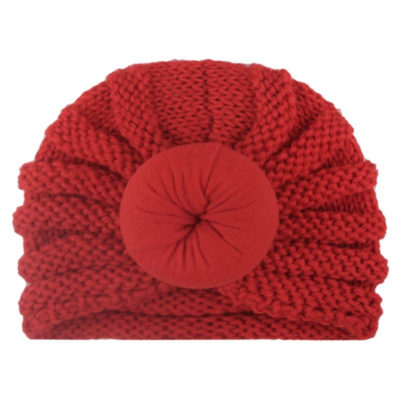 New new children's hats, baby solid color donut wool hats, Indian pullover hat dome
