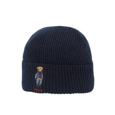 Polo Ralph Lauren Pevná džínová pletená čepice s medvědem Pc1463 433