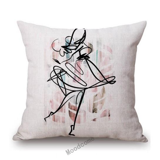 Nordic Home Decoration Art Elegant Abstract Woman Body Curls Line Impressionism Modern Art Linen Sofa Pillow Case Cushion Cover