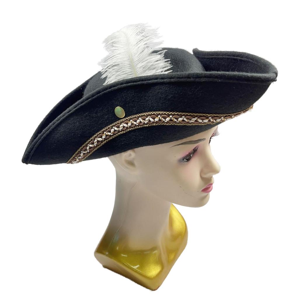 Pirate White Feather Hat Half Handcrafted Design For Halloween Cosplay Party