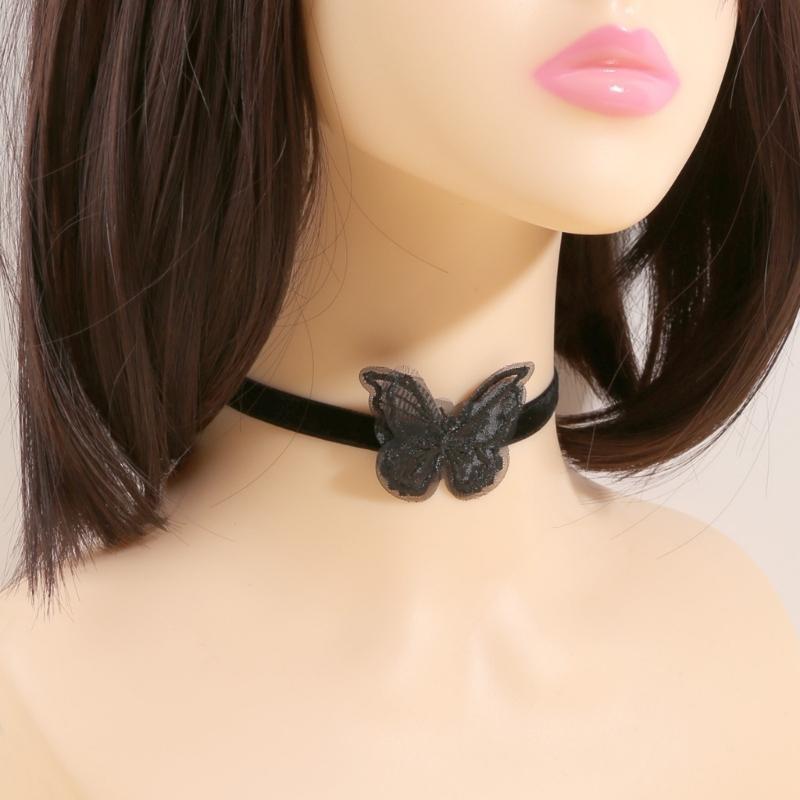Adjustable Lace Chokers Necklace 3D Butterfly Design Comfortable For Sensitive Skin