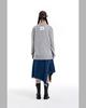 The Museum Visitor Diagonal Zipper Detailed Washed Denim Skirt (Washed Blue)