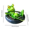 Floating Frog Turtle Pond Decor Resin Animal Statue for Garden Pool with Lotus Flower