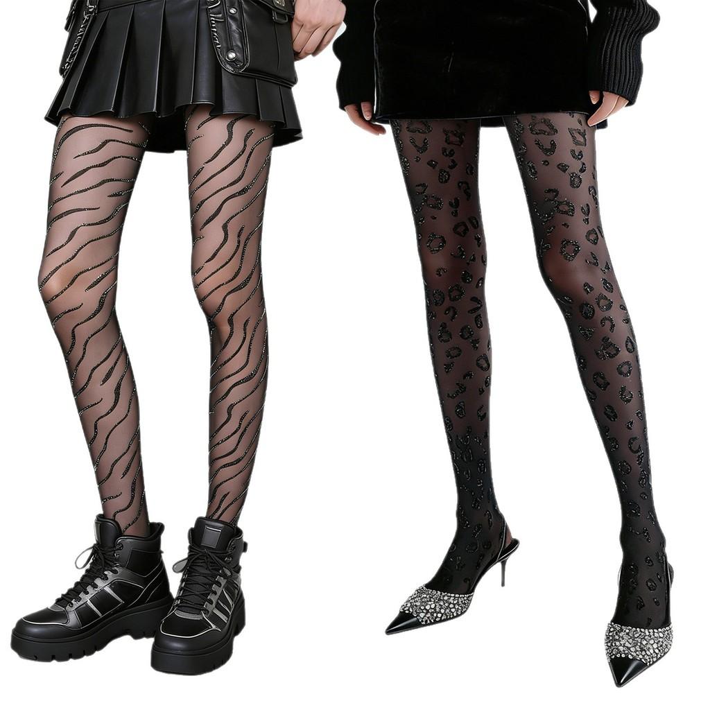Sexy Leopard Print Stockings With Silver Thread For Summer Wear Womens Fashion