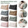 Triangular Wedge Headboard Pillow with Side Pockets Headboard Cushion Long Backrest Positioning Support Reading Bolster Pillow