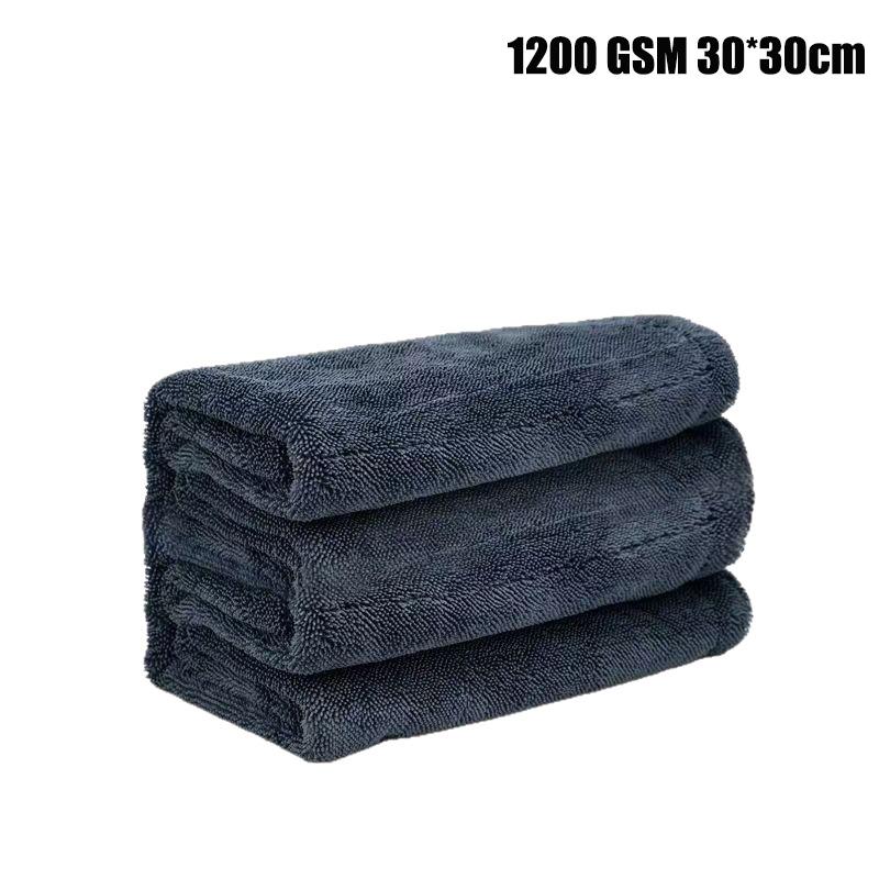 Microfiber Drying Towel Twisted Pile 2 Sides 1200 GSM Thick Microfiber Cloth Super Absorbent Car Motorcycle Drying Cloth
