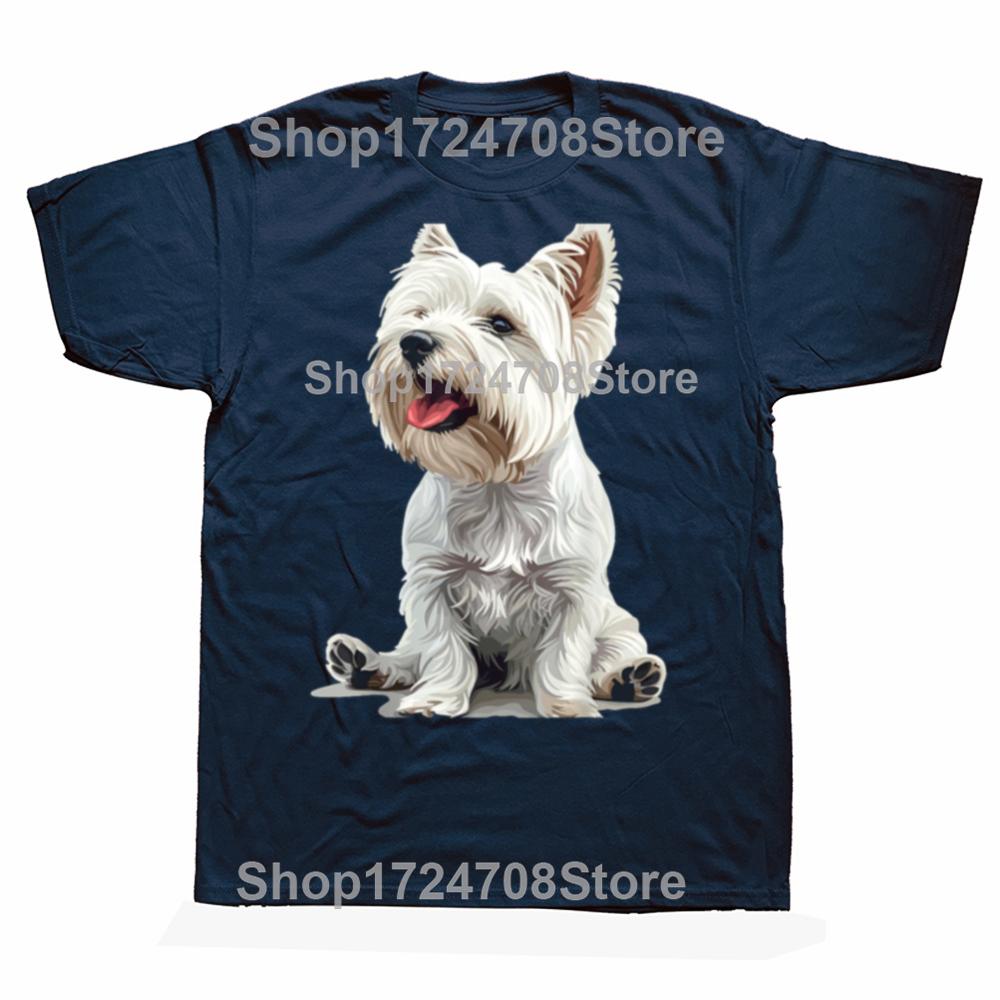 Lustige West Highland White Terrier Hunde Westie T-Shirts Herren Damen Mode Lässiges T-Shirt 100% Baumwolle Locker Übergröße T-Shirt