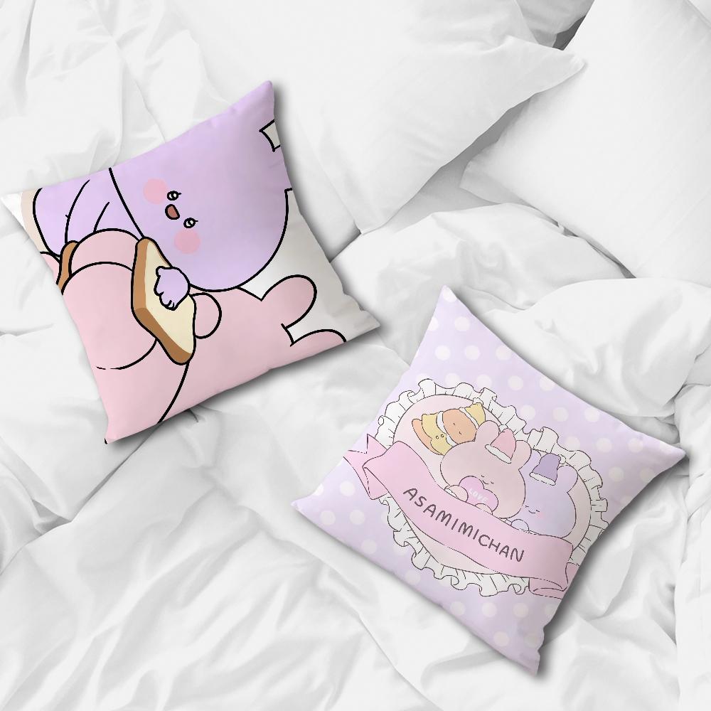 Cartoon A-Asamimichan Cute Bunny cushion For Bedroom Car Coffee Shop Room and Living Room Sofa Decorative Pillow Cover Case