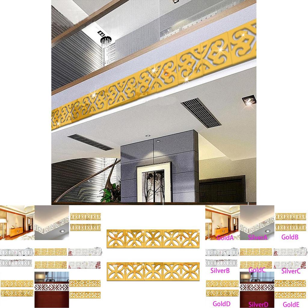 Elegant 10pcs 3d Mirror Geometry Vinyl Wall Sticker Decal For Diy Home Decoration