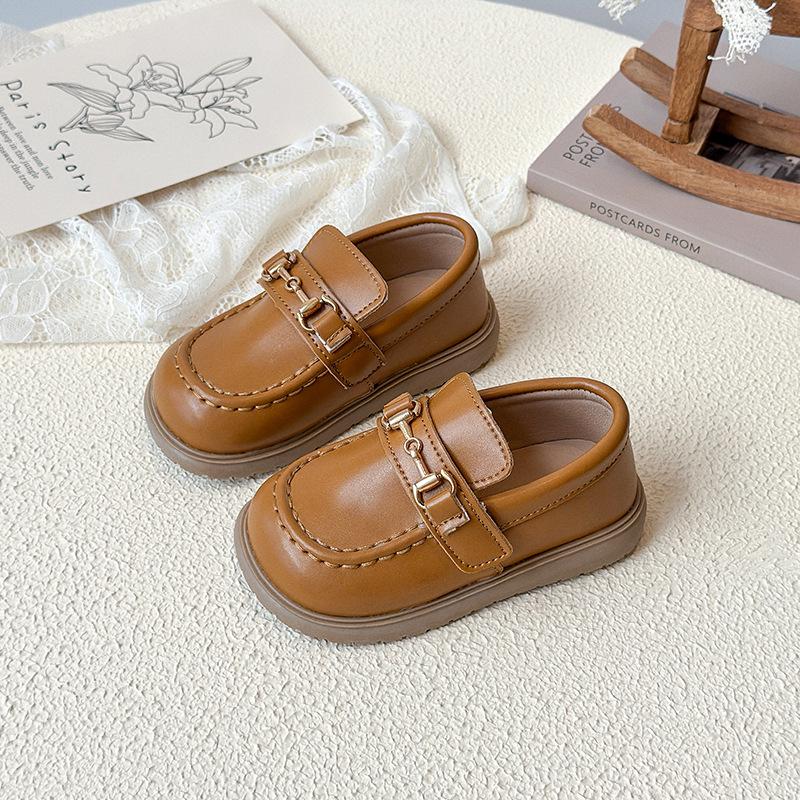Girls' Slip-On Leather Princess Shoes - Spring/Autumn 2025, Korean Style, Soft Sole, Trendy for Little Girls
