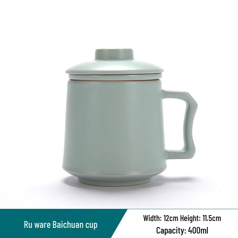 Ru Ware Ceramic Teacup with Tea & Water Separation Filter - Office Gift
