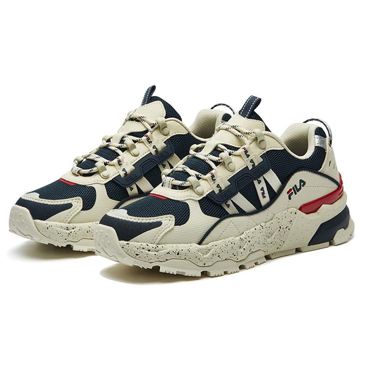 New FILA TREK Baby's Breath Cushioning Abrasion Resistant Breathable Low top Chunky Sneakers Women's White Blue F12W134155FWD