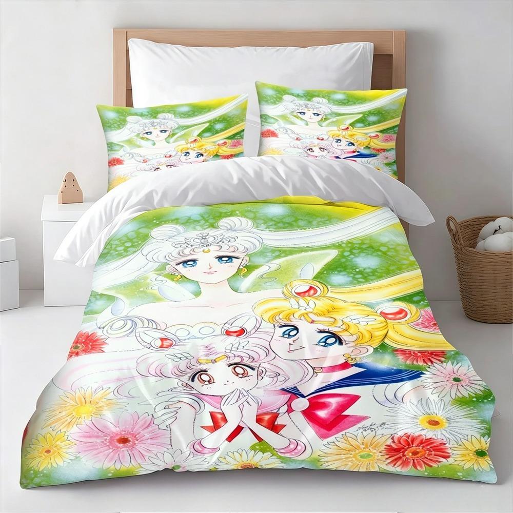 Sailor Moon Bedding Set Anime Duvet Cover Polyester Soft Comforter Cover Twin Full Queen King