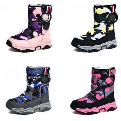Children's Snow Boots Winter Models Boys Cotton Shoes Camouflage Middle and Large Children Padded Warm Cotton Boots Girls Boots