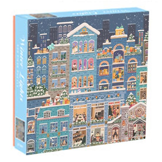 500Pcs/Set Christmas Jigsaw Puzzle Four Seasons Cityscape Animal Puzzle Challenge Game Educational Puzzle Toy Holiday Party Family Activity Decoration