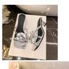 Mode Damen Sandalen Blumendekor Niedrige Absätze Sandalen Elegant Spitzpumps Mode Knöchelriemen High Heels Schuhe Damen Pantoletten Damen