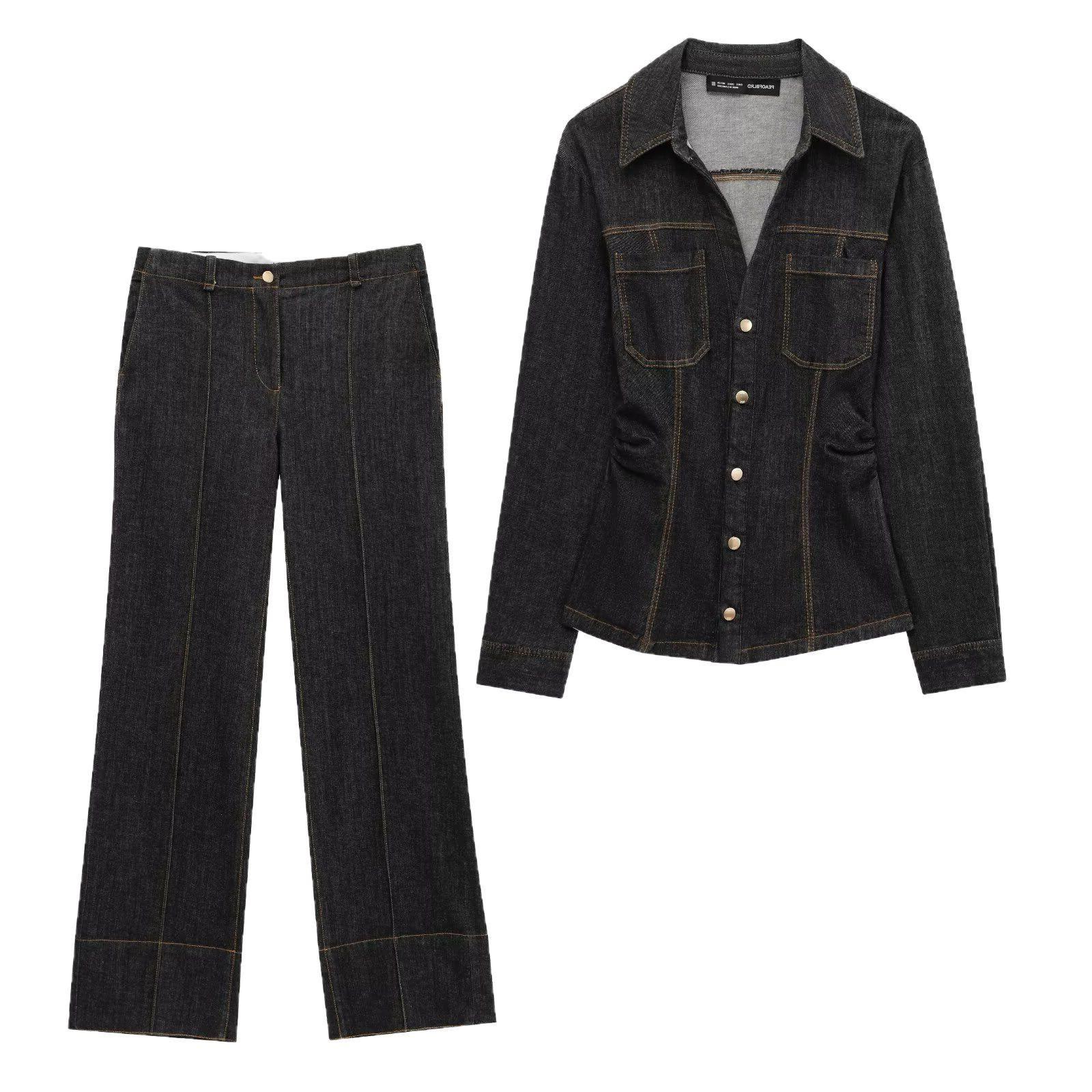 

TAOP&ZA Women s Slimming Lapel Shirt & Casual Pants Set - Spring Commuting Style M