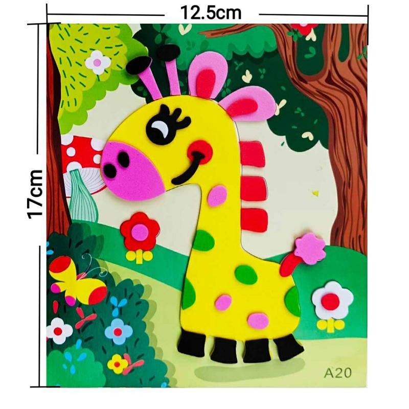 12 stk DIY Creative Cartoon Animal 3D EVA Thickened Sticker Puzzle Håndlaget tidlig læring pedagogiske leker for barn Barnegave