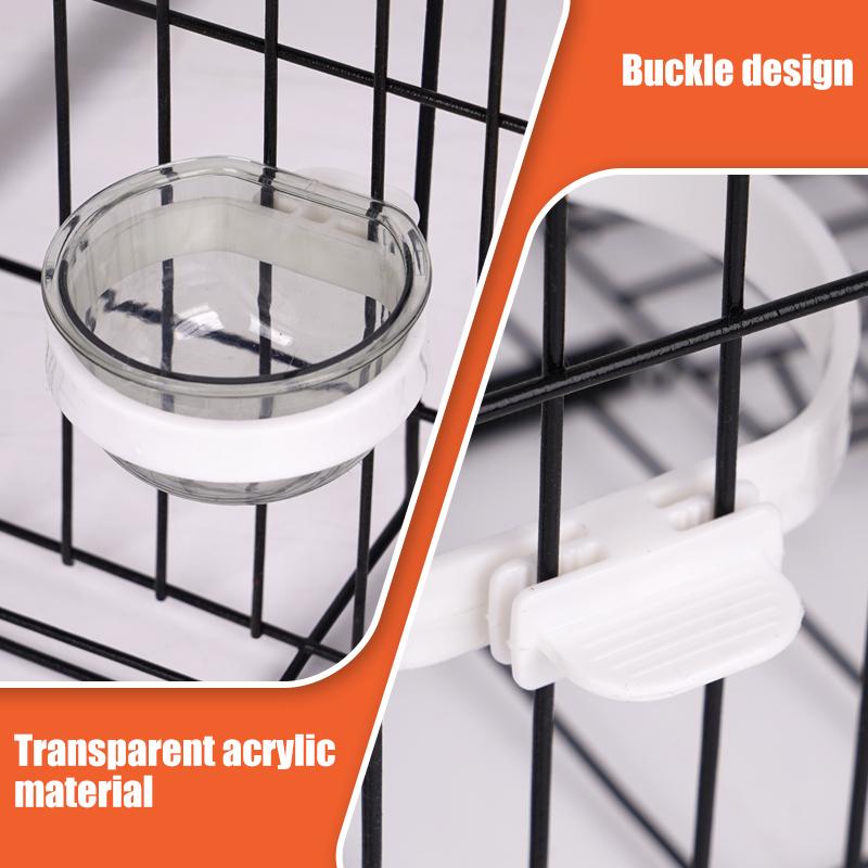 Bird Parrot Feeding Bowl Detachable Transparent Bowl Plastic Food Cup for Cage Convenient Hanging Seed Water Feeder for Parrots
