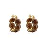 Maillard color crystal circle ear buckle women's unique temperament light luxury earrings new popular high-end stud earrings