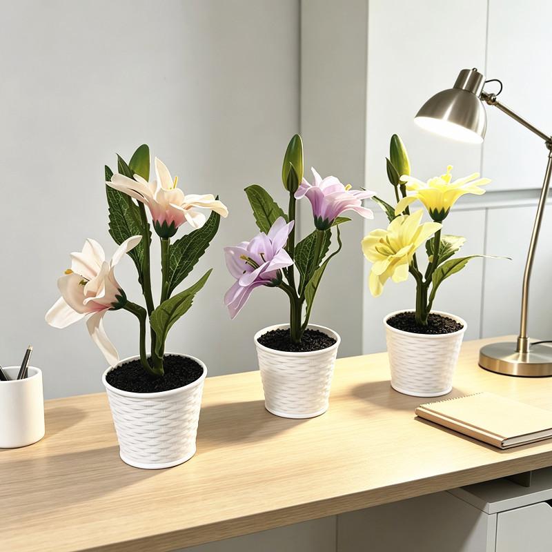 Lily Artificial Plant Decor For Home Office With Realistic Faux Flowers And Elegant Base