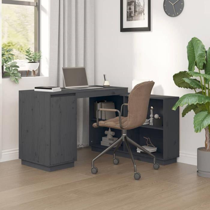 814506 vidaXL Desk Grey 110x50x75 Cm Solid Pine Wood