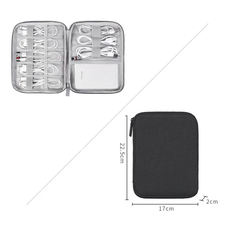 Gray Digital Storage Bag USB Data Cable Organizer Earphone Wire Bag Pen Power Bank Travel Kit Case Pouch Electronics Accessories